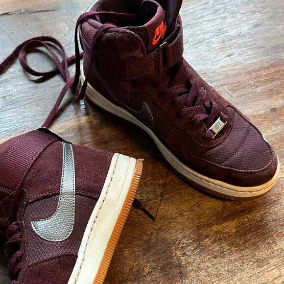 Nike AF1 Ultra Force Mid Womens US 8 - Maroon + Croc pattern metallic swoosh. - Picture 9 of 9